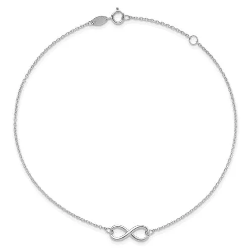 Leslie's 10kt White Gold Polished Infinity with 1in ext. Anklet