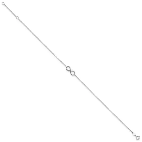 Leslie's 10kt White Gold Polished Infinity with 1in ext. Anklet