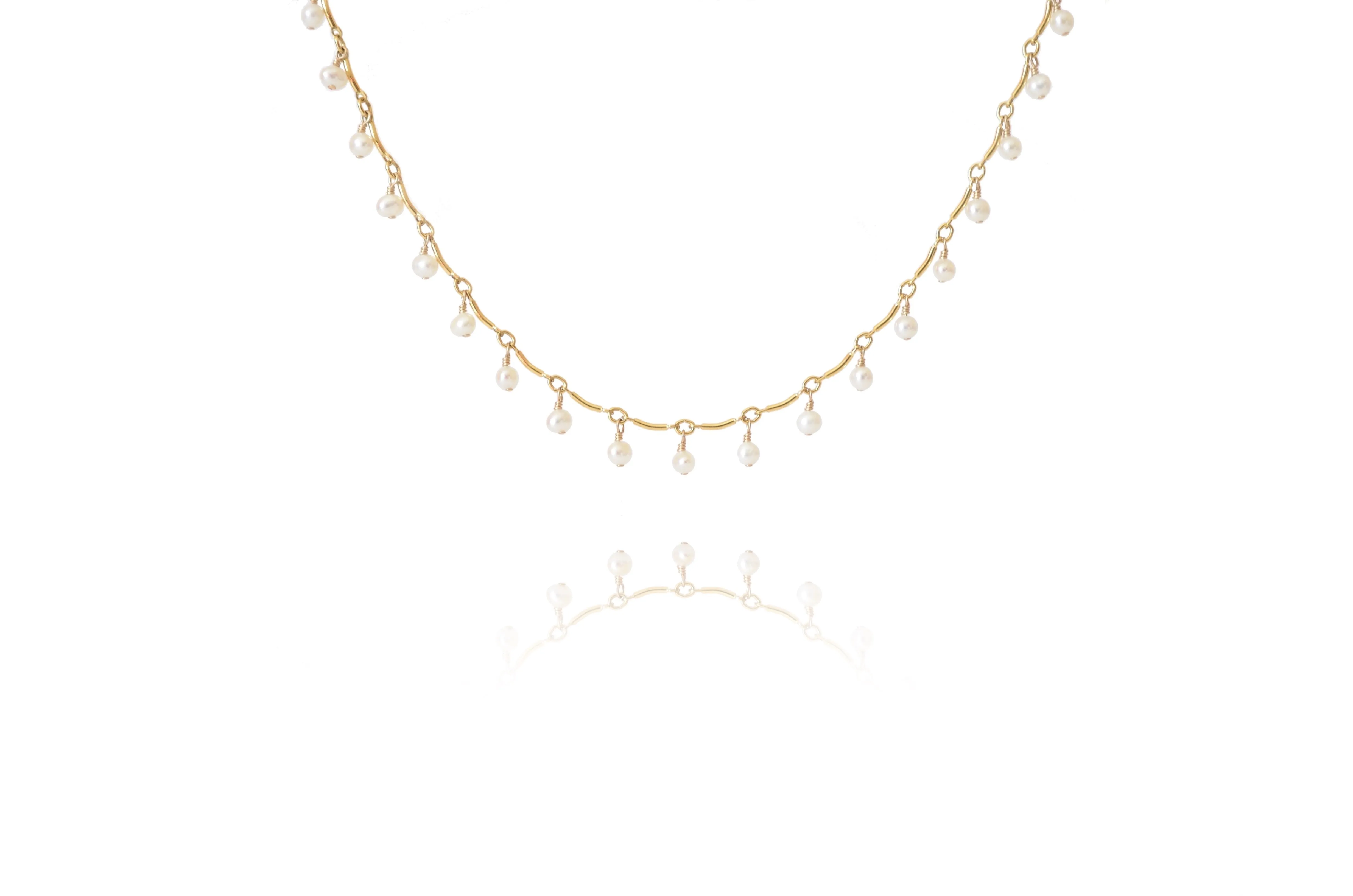 Leticia - White Freshwater Pearl, 14k Gold Filled Necklace