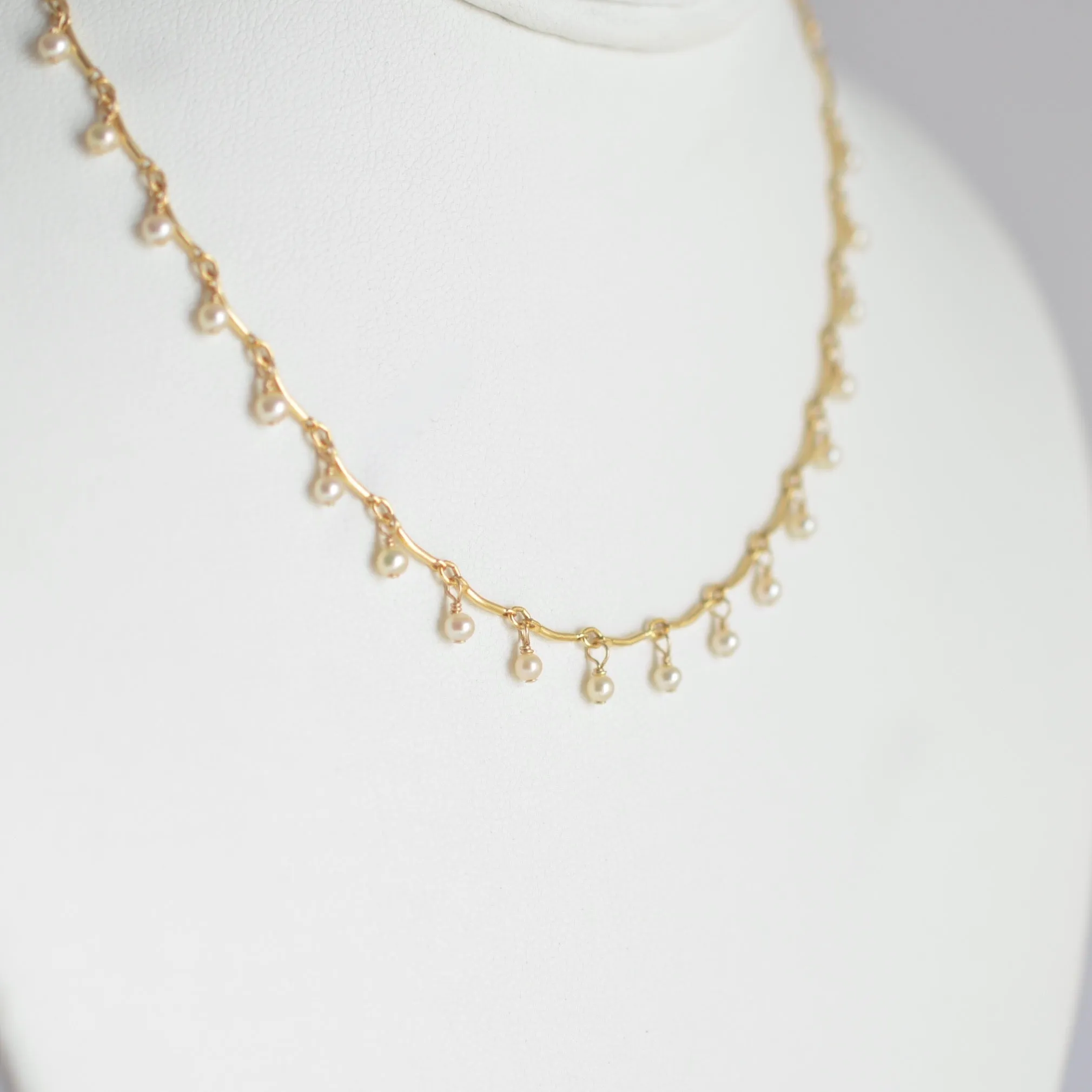Leticia - White Freshwater Pearl, 14k Gold Filled Necklace