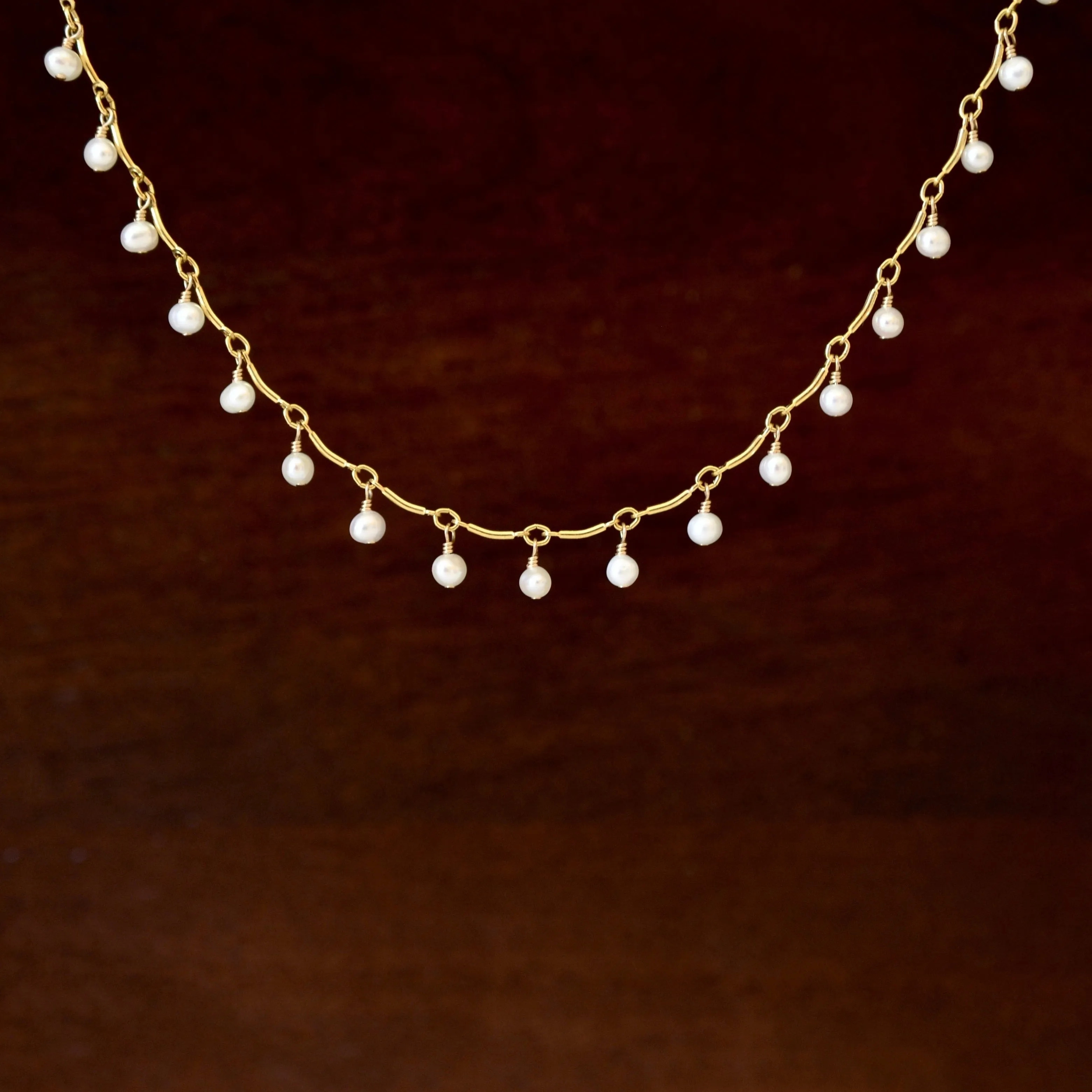 Leticia - White Freshwater Pearl, 14k Gold Filled Necklace