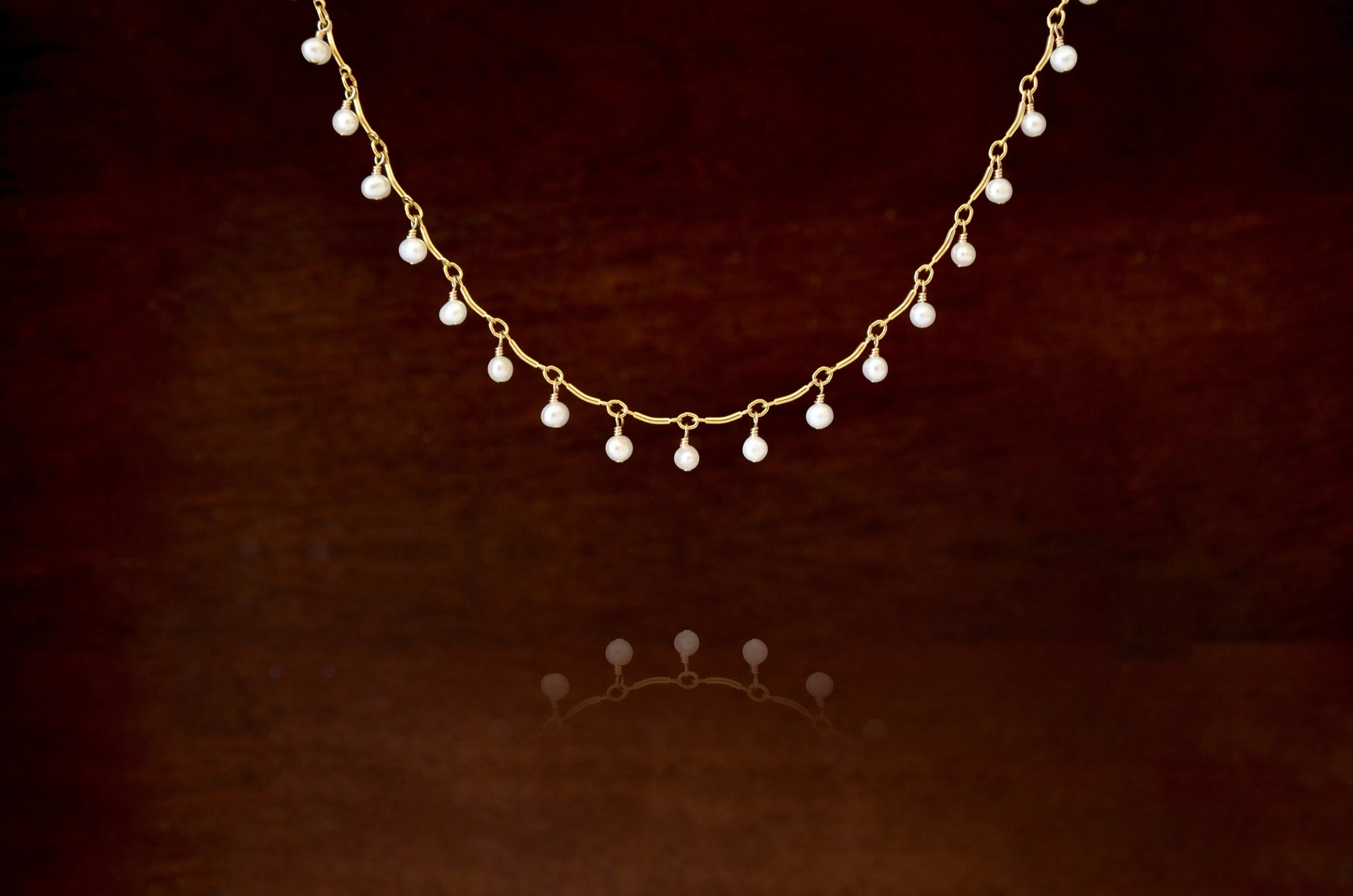 Leticia - White Freshwater Pearl, 14k Gold Filled Necklace