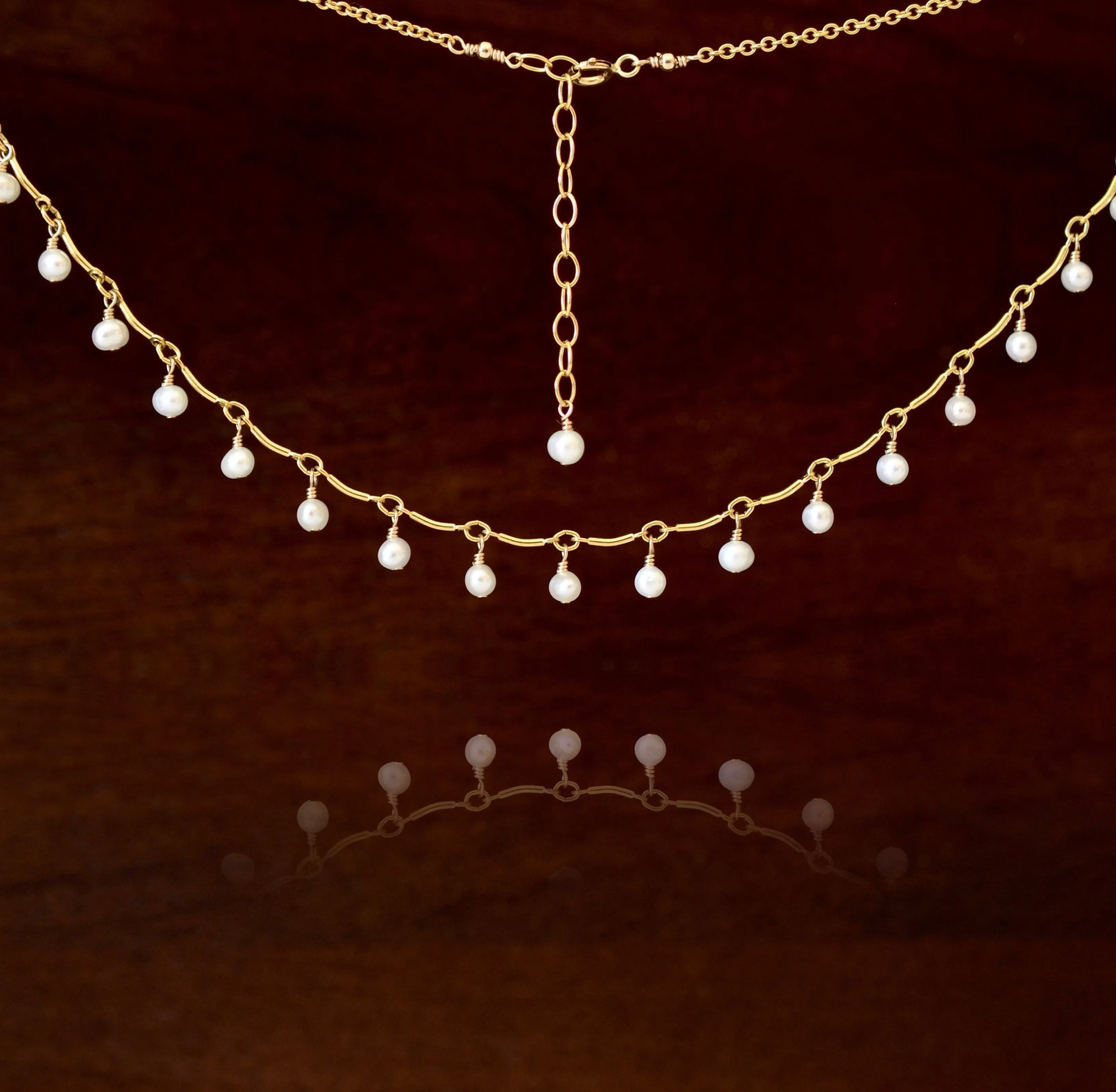 Leticia - White Freshwater Pearl, 14k Gold Filled Necklace