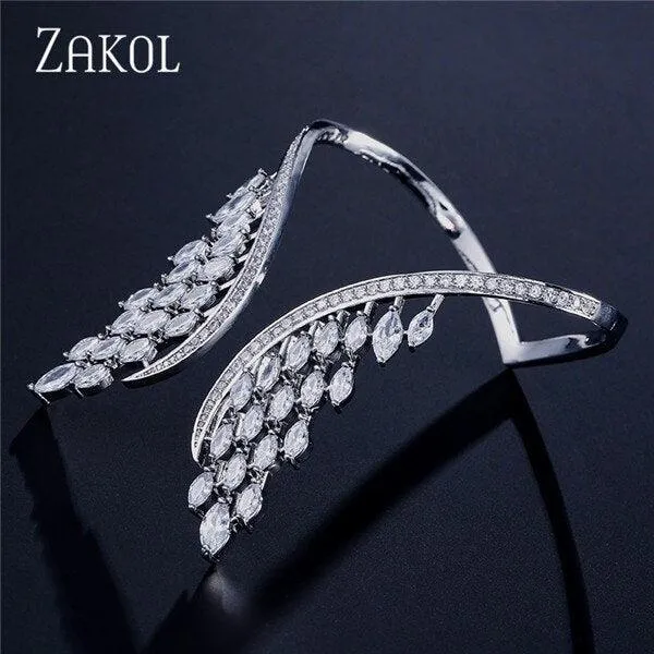 Luxury Cubic Angle Wings Cuff Bracelet