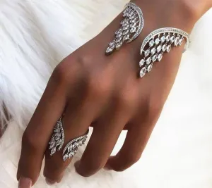 Luxury Cubic Angle Wings Cuff Bracelet