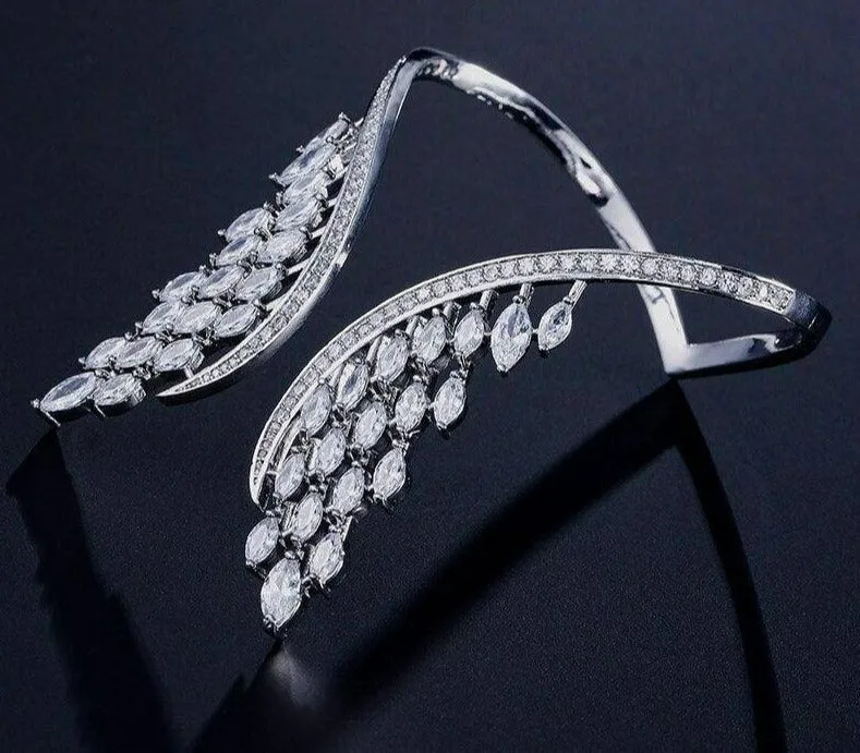 Luxury Cubic Angle Wings Cuff Bracelet