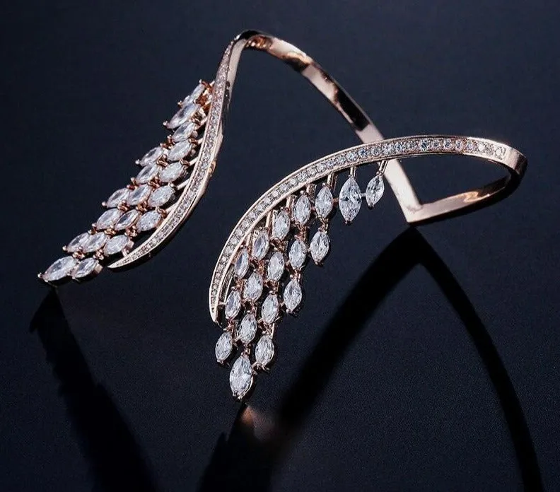 Luxury Cubic Angle Wings Cuff Bracelet