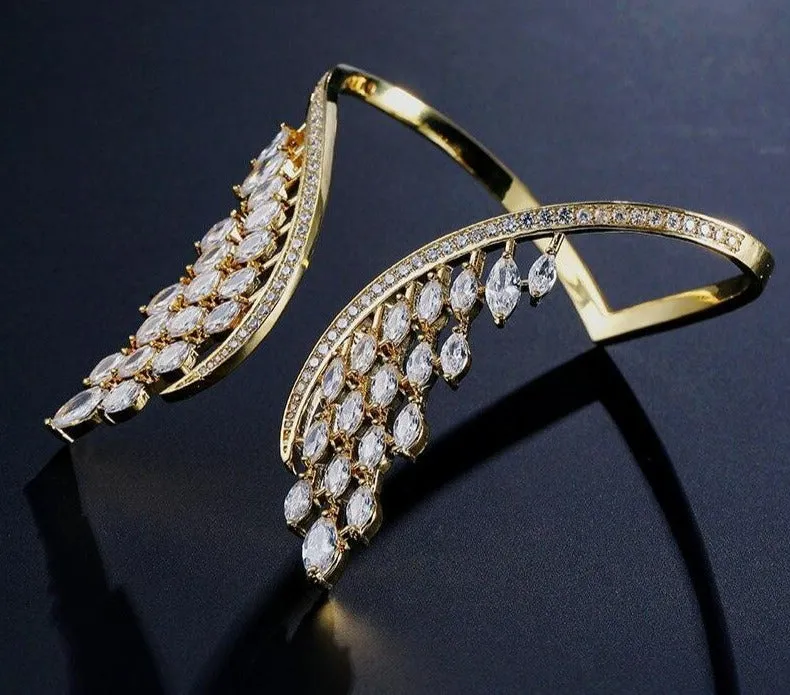 Luxury Cubic Angle Wings Cuff Bracelet