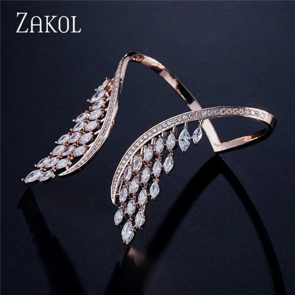Luxury Cubic Angle Wings Cuff Bracelet