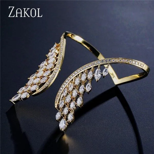 Luxury Cubic Angle Wings Cuff Bracelet