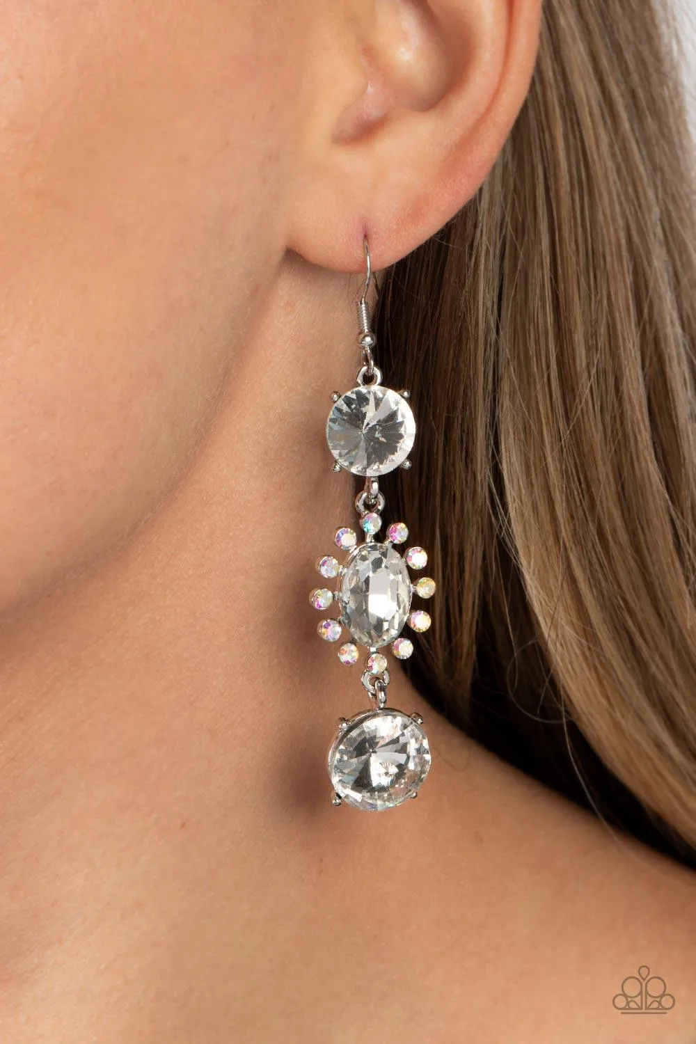 Magical Melodrama - White Earring-Paparazzi