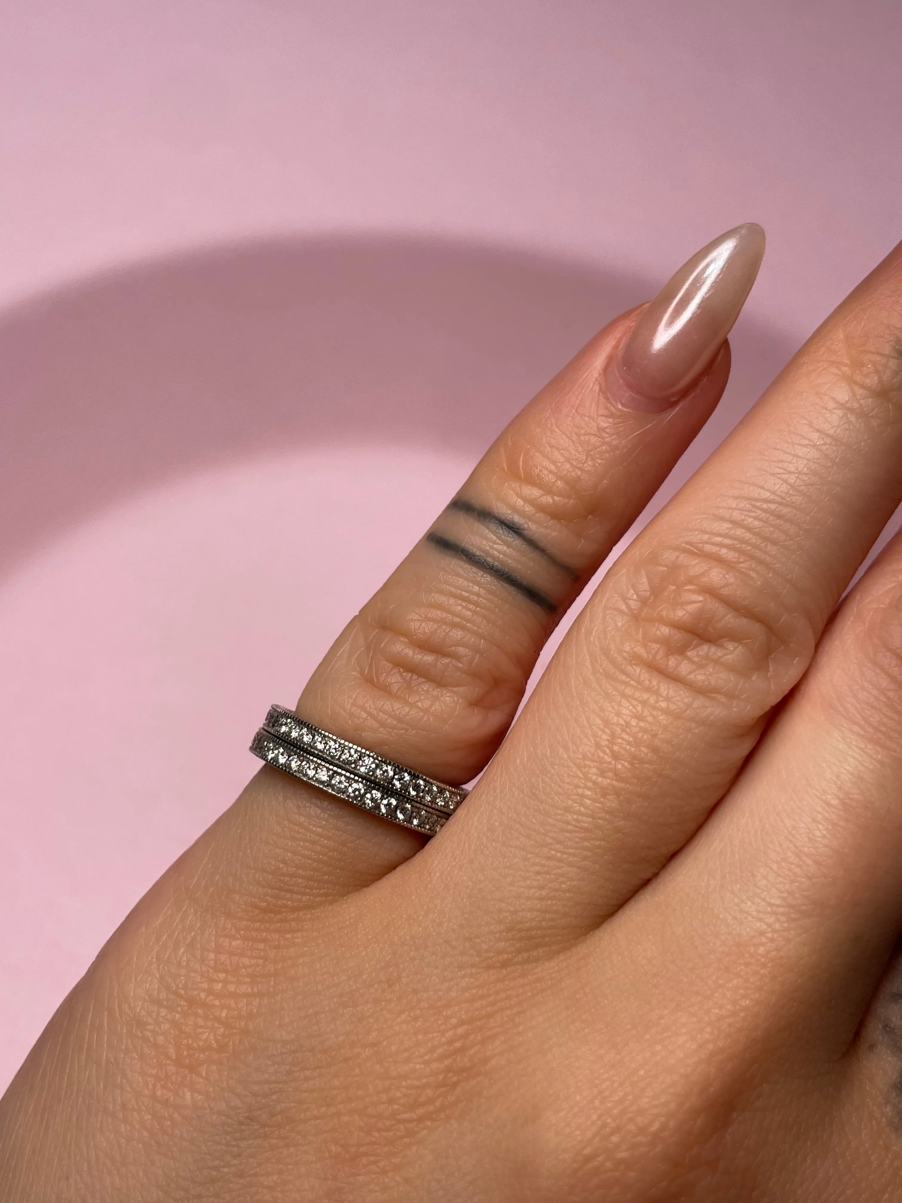 Matching White Gold Diamond Pinky Rings