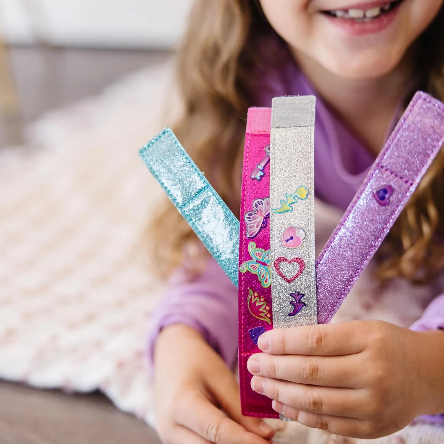 Melissa & Doug Design-Your-Own Bracelets - Sparkling Jewelry Craft Kit for Kids | Ages 4  | 100  Gem and Glitter Stickers