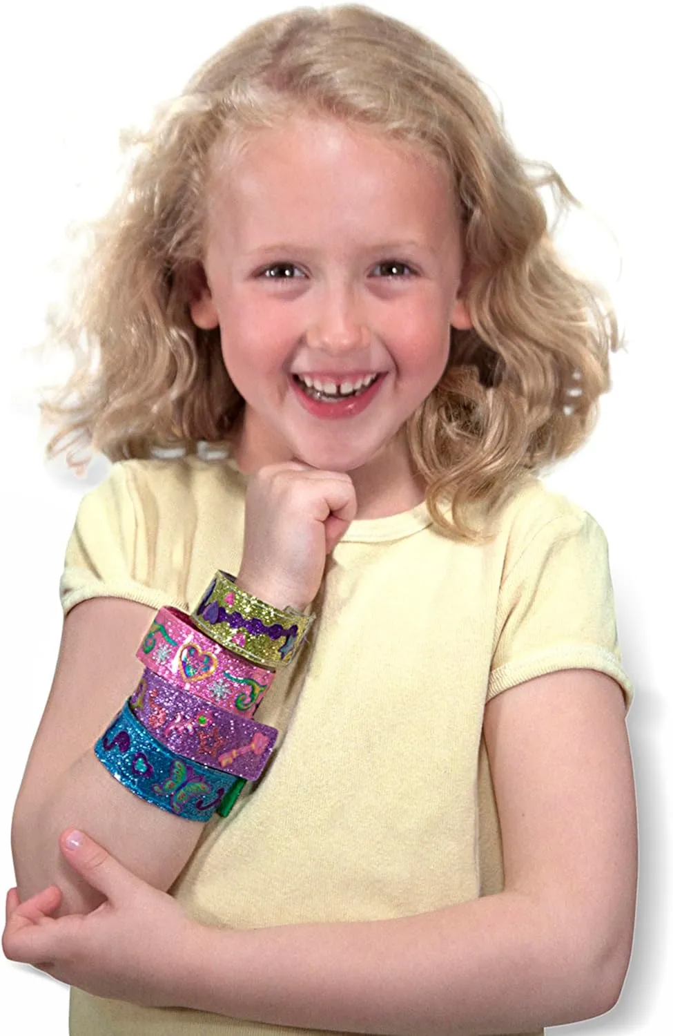 Melissa & Doug Design-Your-Own Bracelets - Sparkling Jewelry Craft Kit for Kids | Ages 4  | 100  Gem and Glitter Stickers