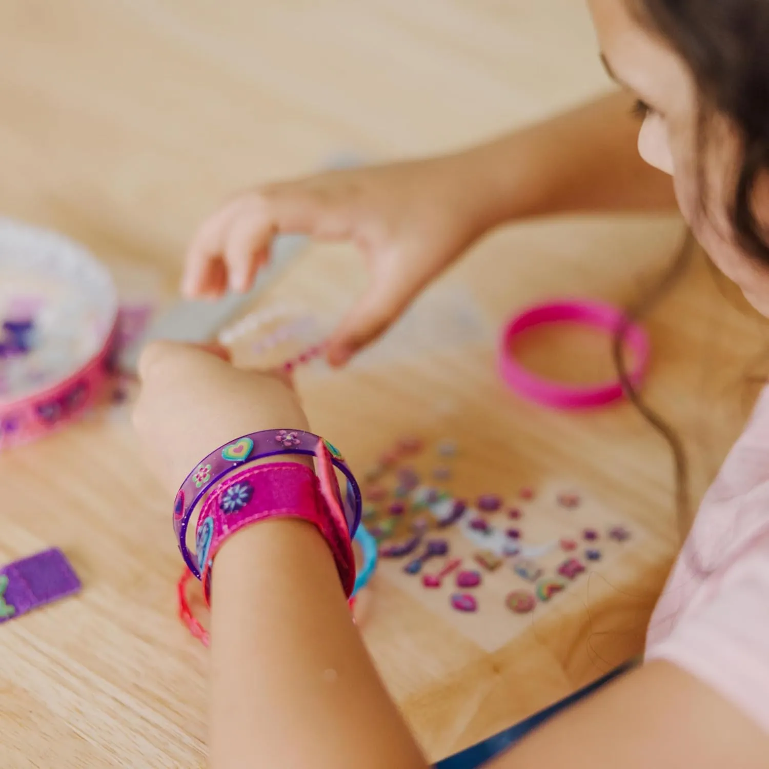 Melissa & Doug Design-Your-Own Bracelets - Sparkling Jewelry Craft Kit for Kids | Ages 4  | 100  Gem and Glitter Stickers