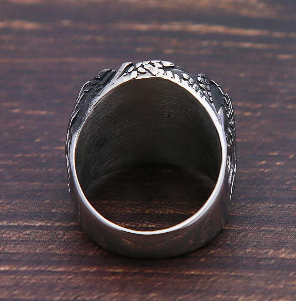 Men Stainless Steel Distressed Viking Tree of Life Rings