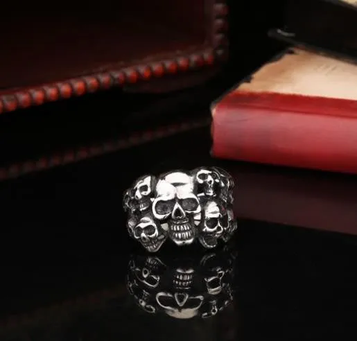 Men's Punk Biker Jewelry lot of multi solid Skull Ring 316L Stainless Steel Jewelry