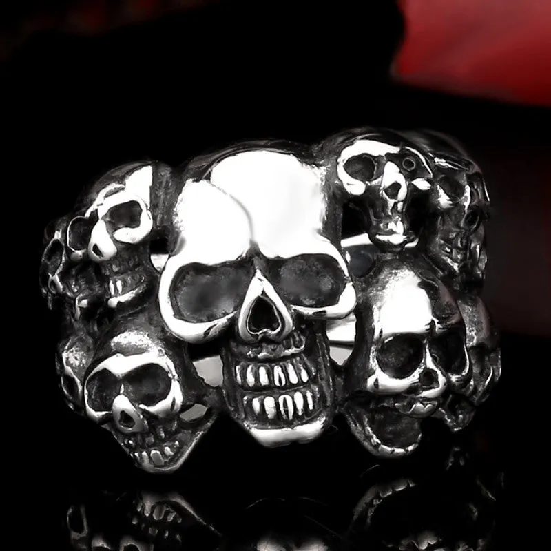 Men's Punk Biker Jewelry lot of multi solid Skull Ring 316L Stainless Steel Jewelry