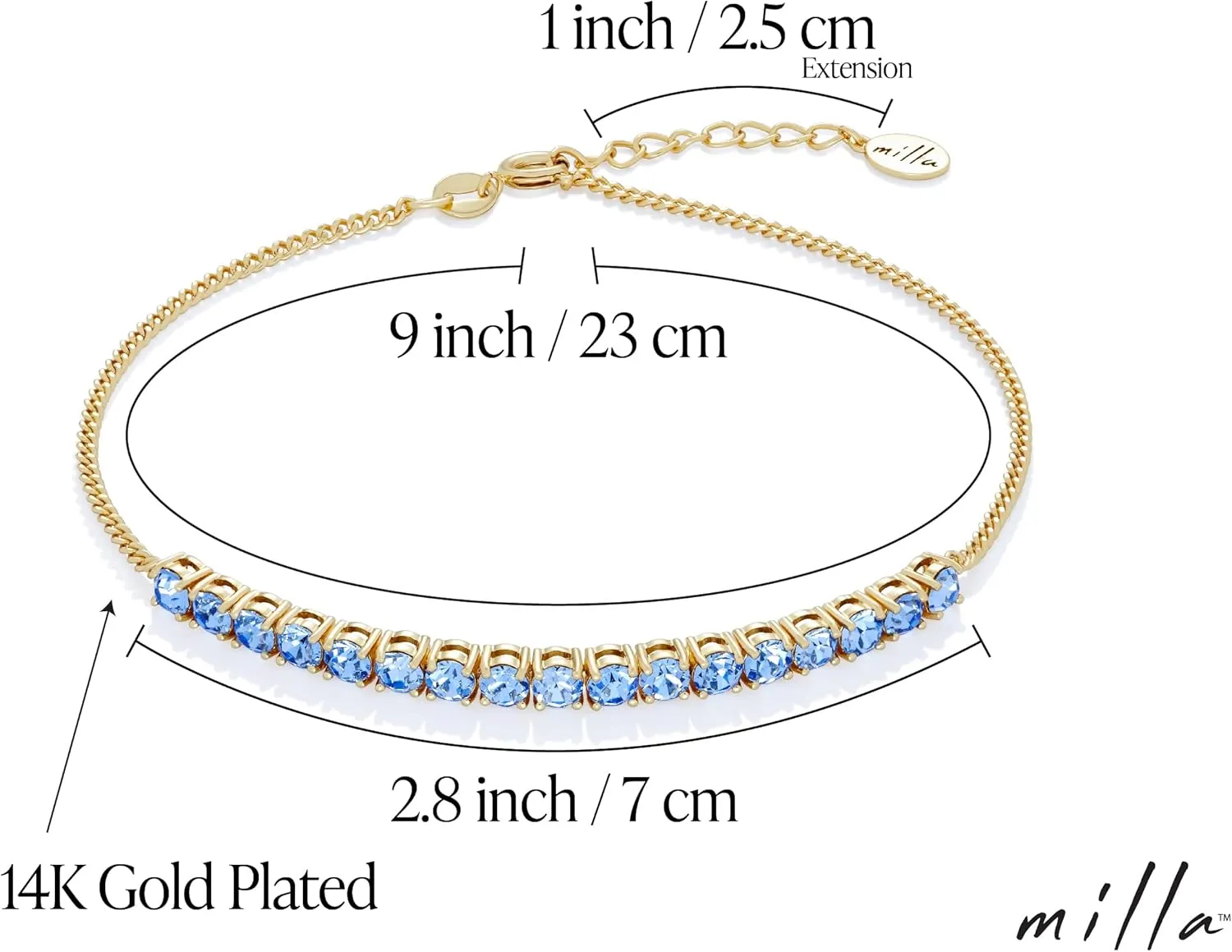 Milla Anklets for Women Waterproof - 14K Gold Plated Anklets and Sterling Silver Plated Ankle Bracelets for Women.