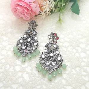 MINTY-CONTEMPORARY OXIDISED EARRINGS