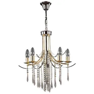 Modern Chandelier 5 Bulbs Gold And Chrome