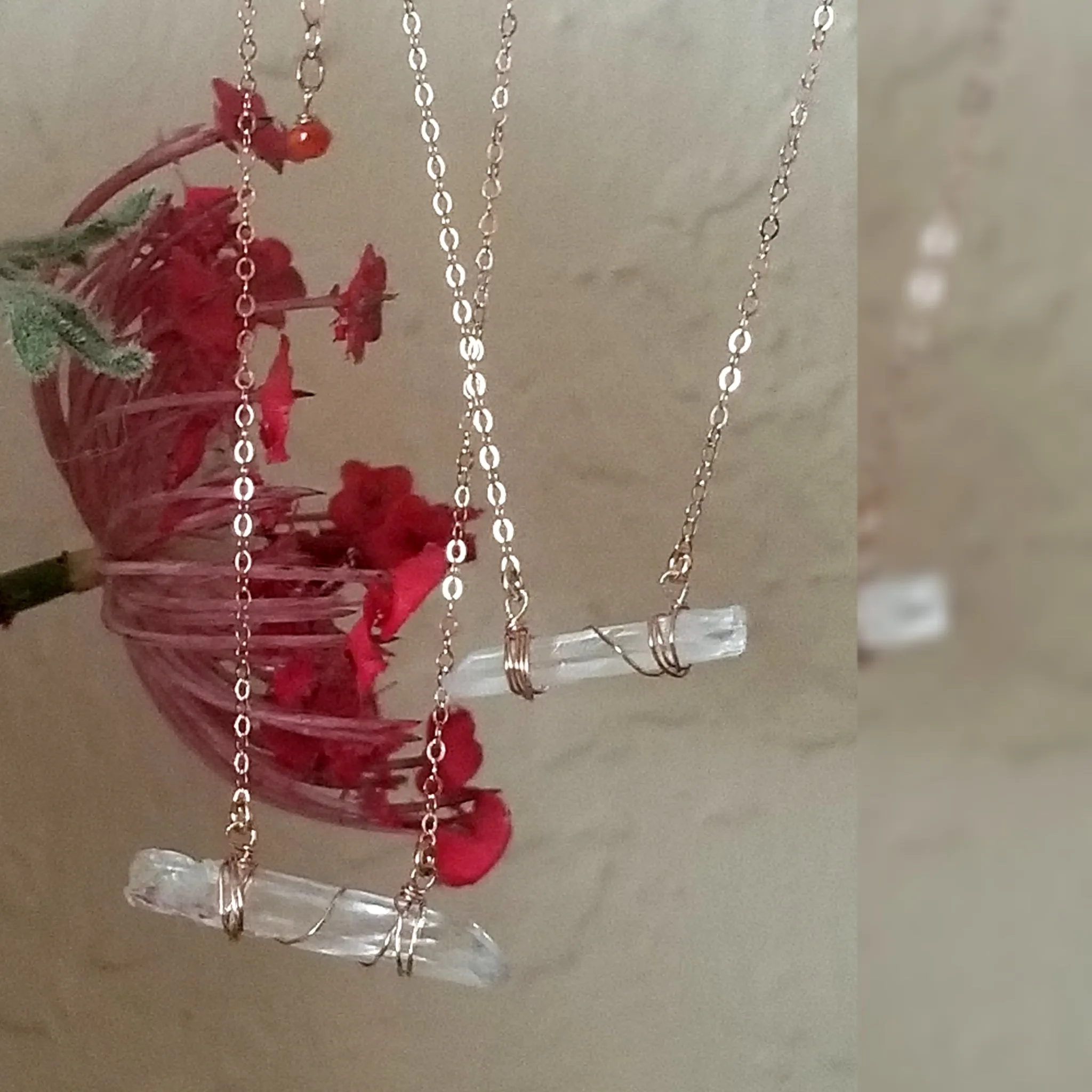 Mommy and Me Crystal Bar Necklace Set