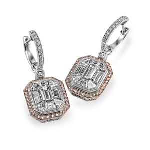 Mosaic Earrings in 18k Gold with Diamonds ME2061 WHITE-ROSE 18K X