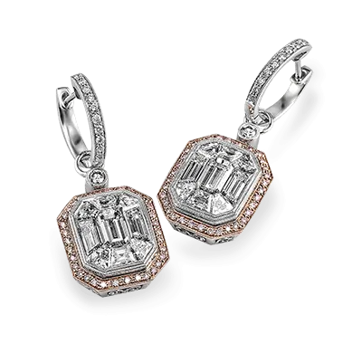 Mosaic Earrings in 18k Gold with Diamonds ME2061 WHITE-ROSE 18K X
