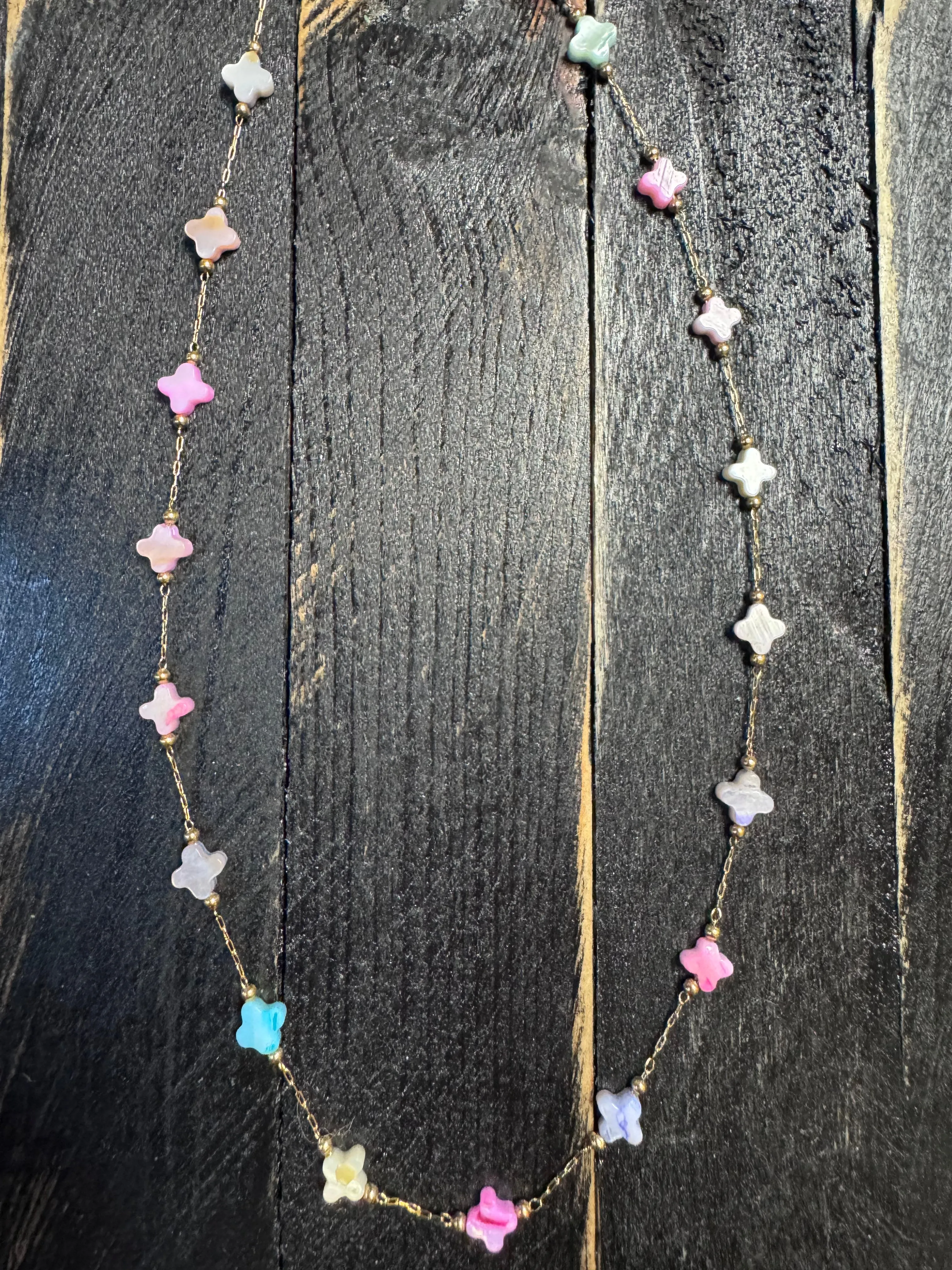 Mosie Chokers- "Clover Beaded" Pastel Rainbow