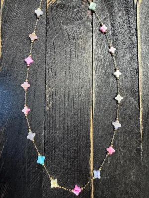 Mosie Chokers- "Clover Beaded" Pastel Rainbow