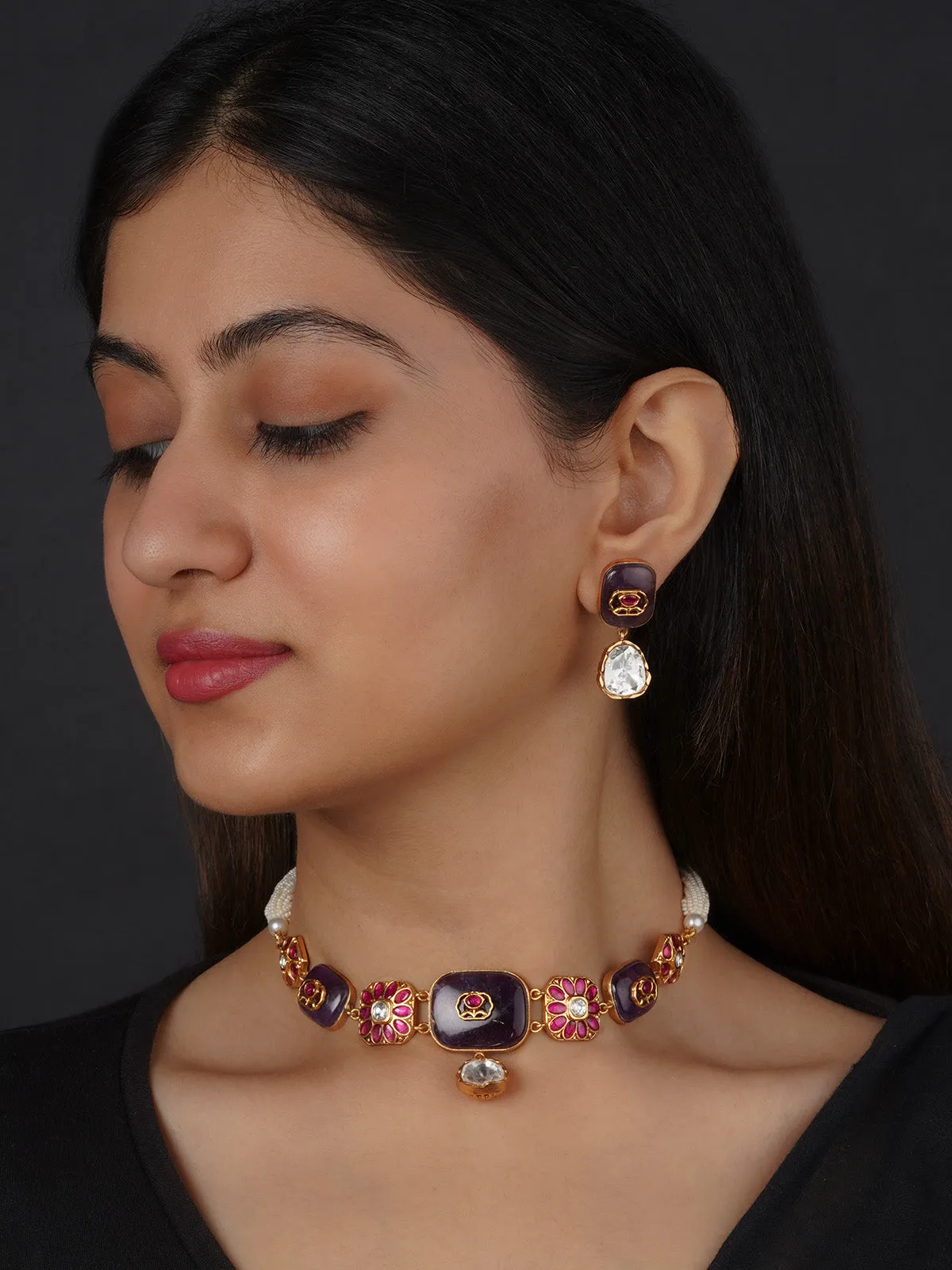 Multicolor Gold Plated Contemporary Necklace Set - PK-S278M