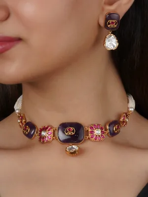 Multicolor Gold Plated Contemporary Necklace Set - PK-S278M