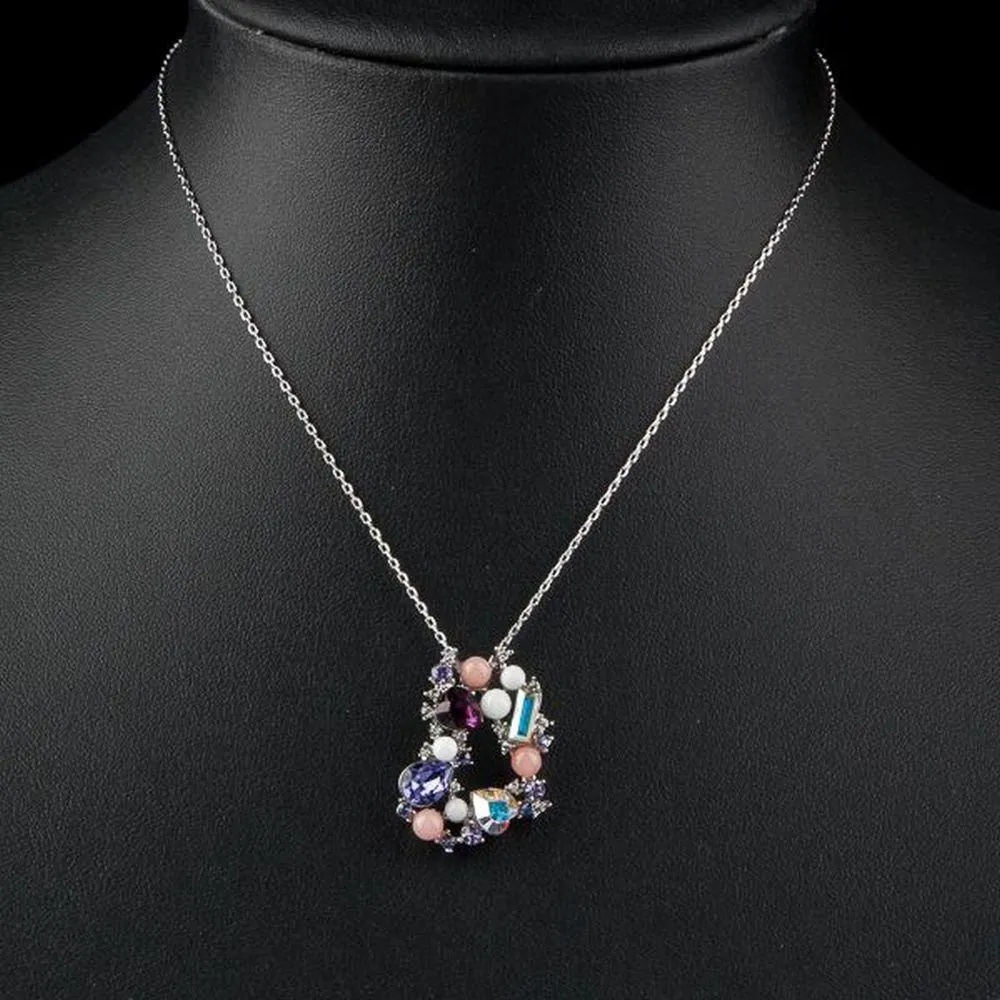 Multicolor Stellux Austrian Crystal Heart Necklace KPN0106