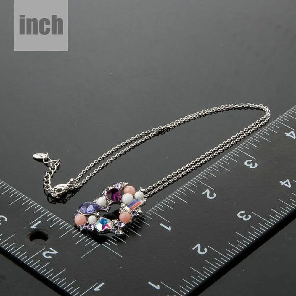 Multicolor Stellux Austrian Crystal Heart Necklace KPN0106