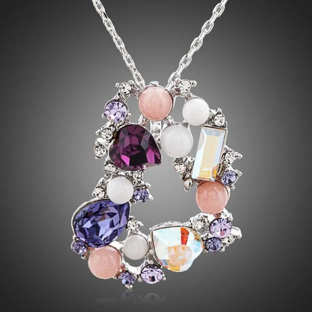 Multicolor Stellux Austrian Crystal Heart Necklace KPN0106