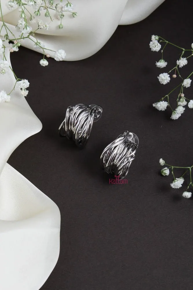 Multilayer Contemporary Silvertone Earring