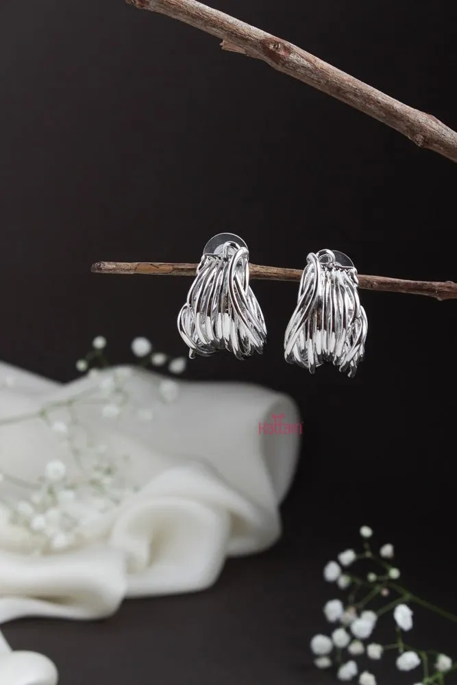 Multilayer Contemporary Silvertone Earring