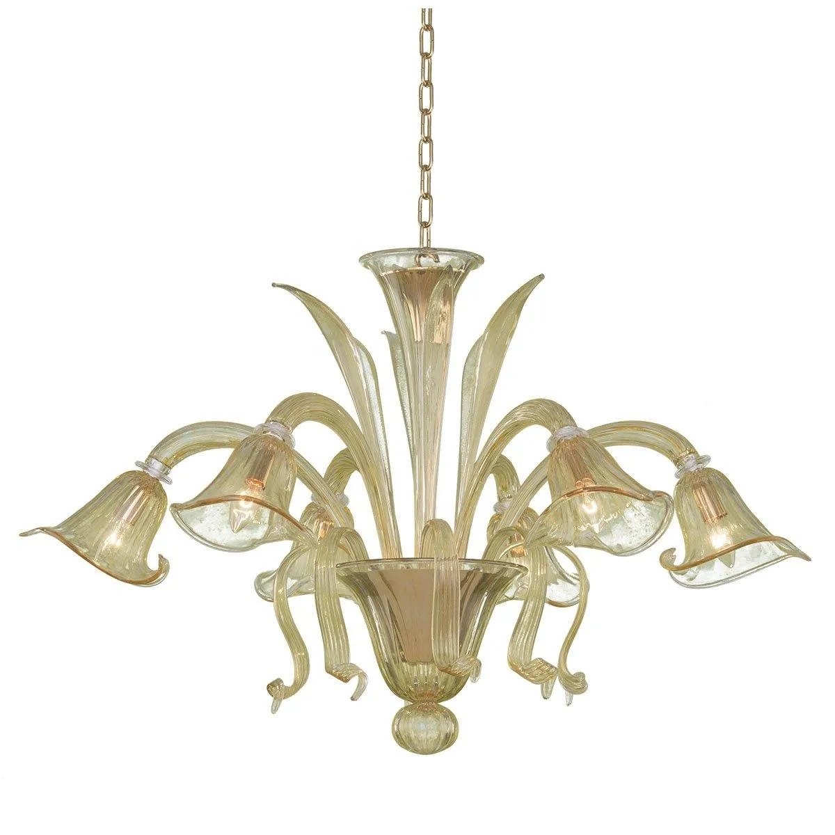 Murano Chandelier - 6 Bulbs - Transparent and honey