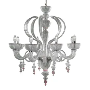 Murano Chandelier - 8 Bulbs - Transparent rose