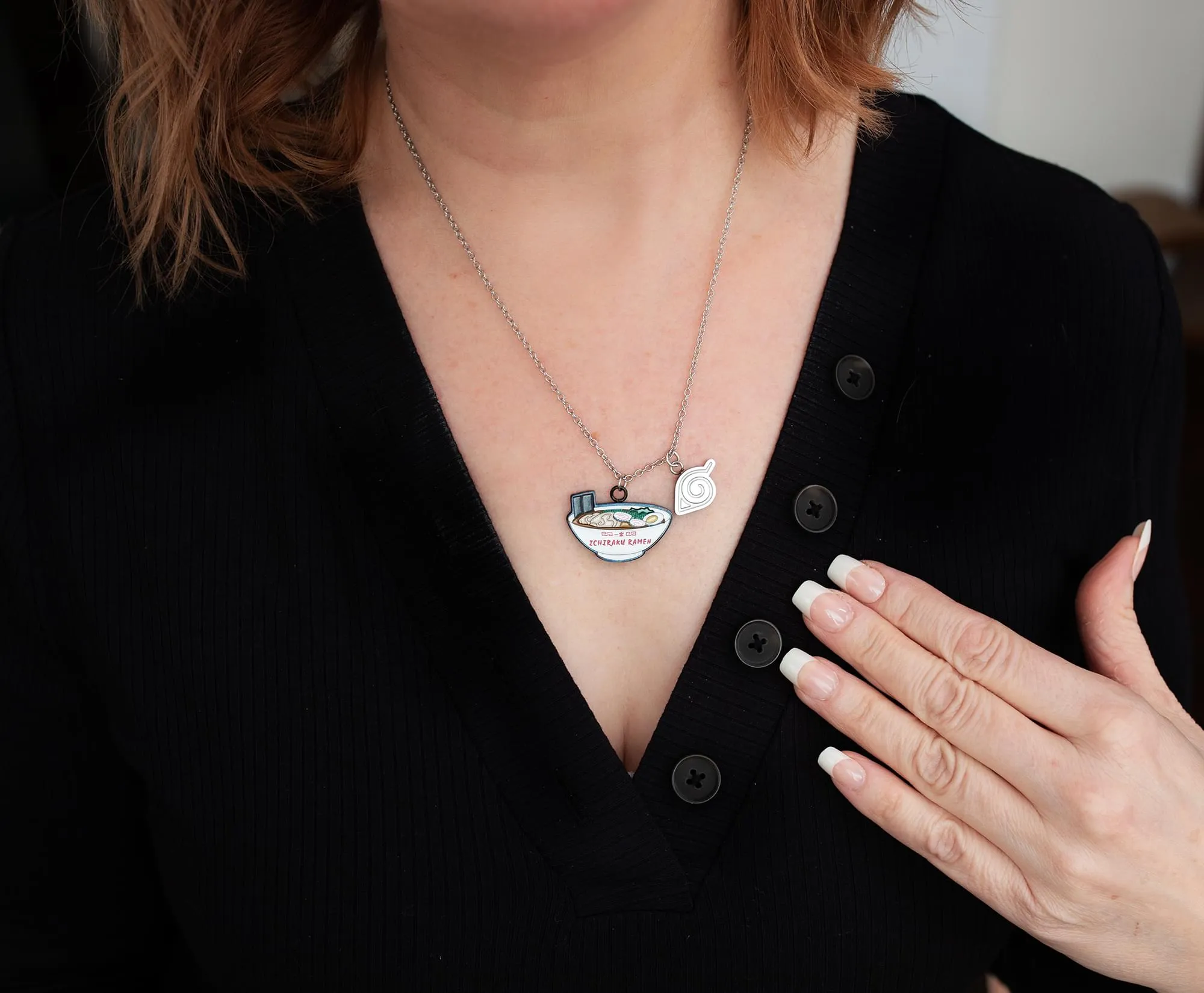 Naruto Shippuden Ichiraku Ramen Metal Enamel Pendant Necklace with Silver Chain