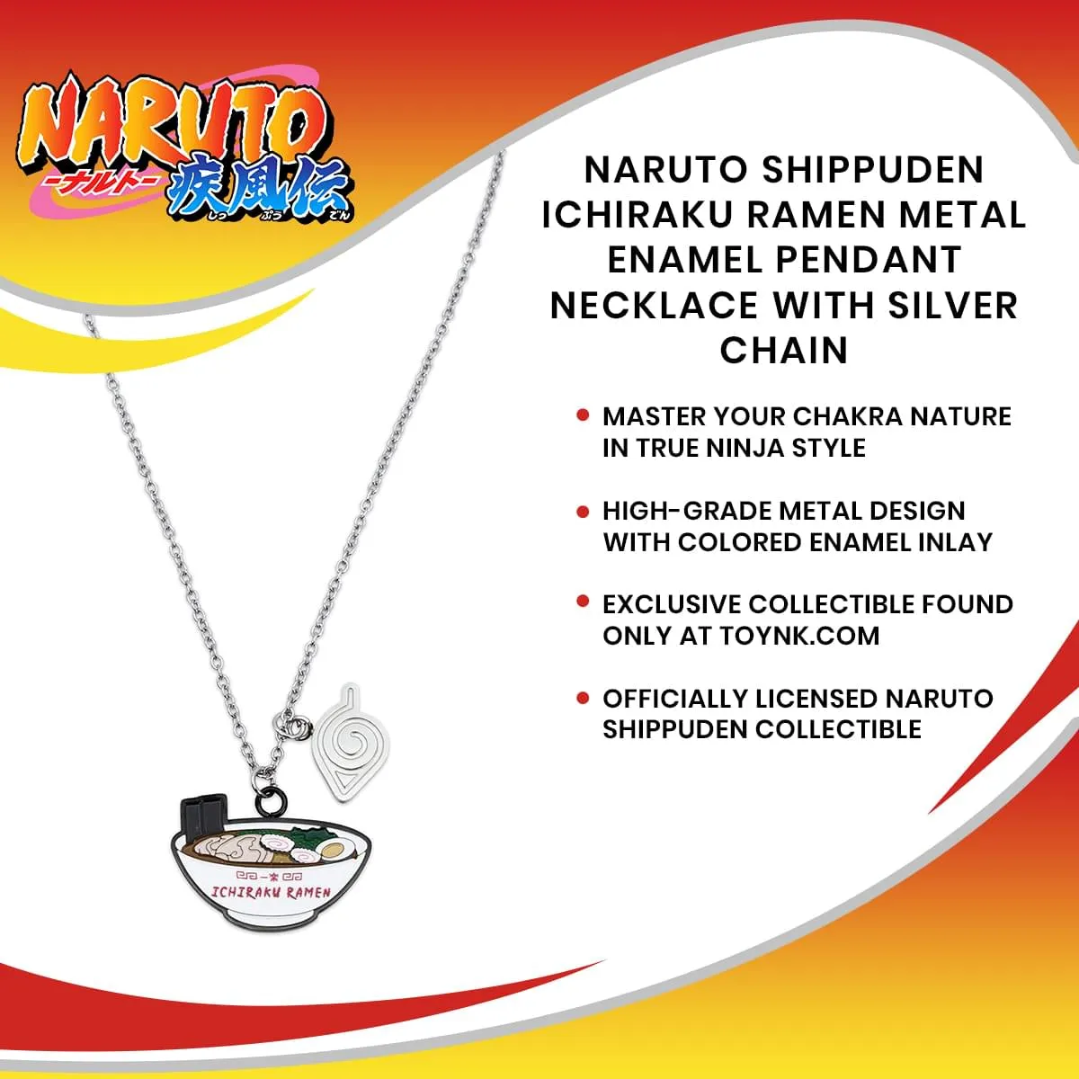 Naruto Shippuden Ichiraku Ramen Metal Enamel Pendant Necklace with Silver Chain