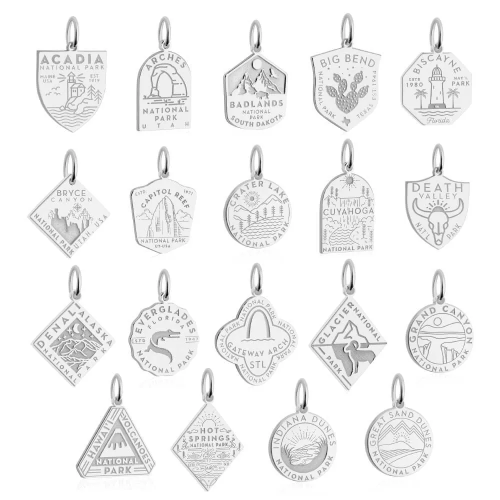 National Park Clip Necklace Bundle, 5 silver charms