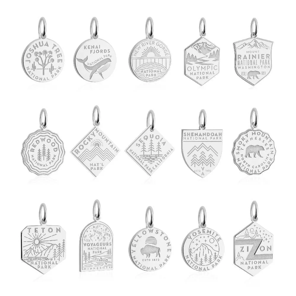 National Park Clip Necklace Bundle, 5 silver charms