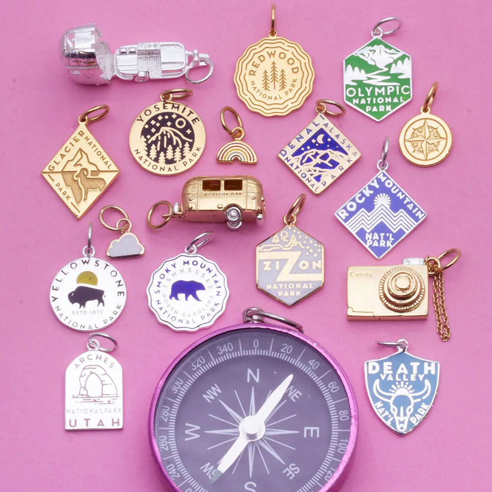 National Park Necklace Bundle, 2 gold enamel charms