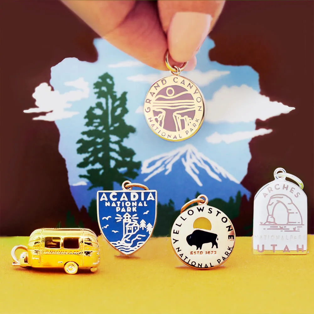 National Park Necklace Bundle, 2 gold enamel charms