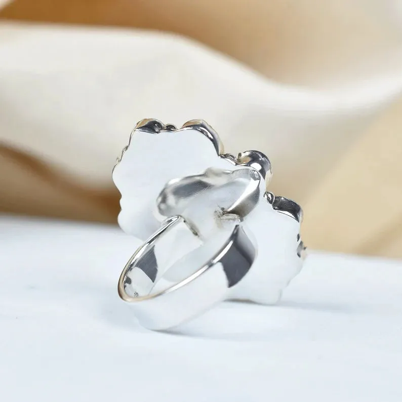 Native American Turquoise And Lapis Lazuli Cluster Rings - 925 Sterling Silver Handmade Vintage Rings