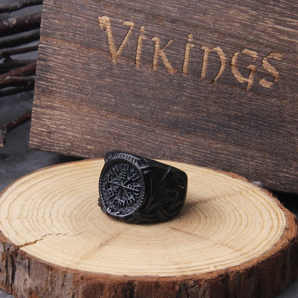 Never Fade Vintage Viking Compass Helm of Awe Ring