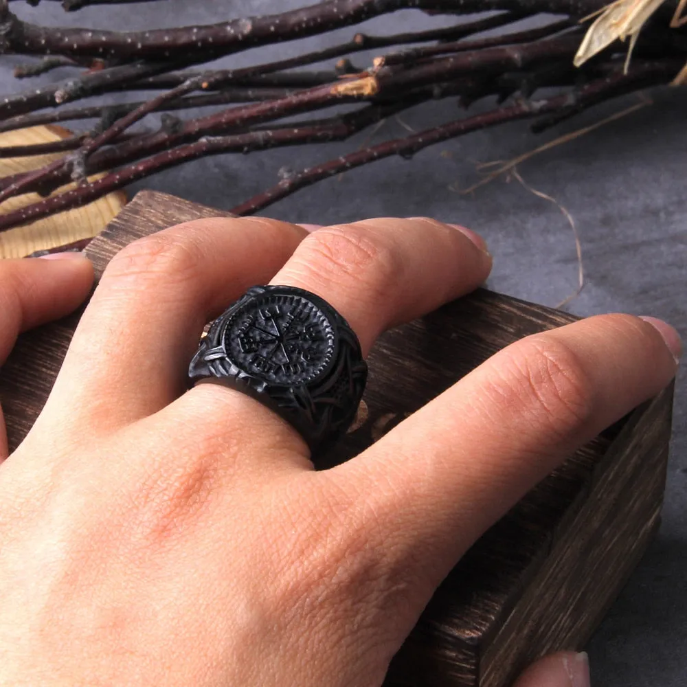 Never Fade Vintage Viking Compass Helm of Awe Ring