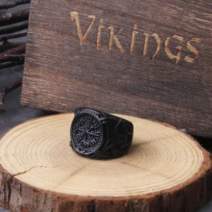Never Fade Vintage Viking Compass Helm of Awe Ring