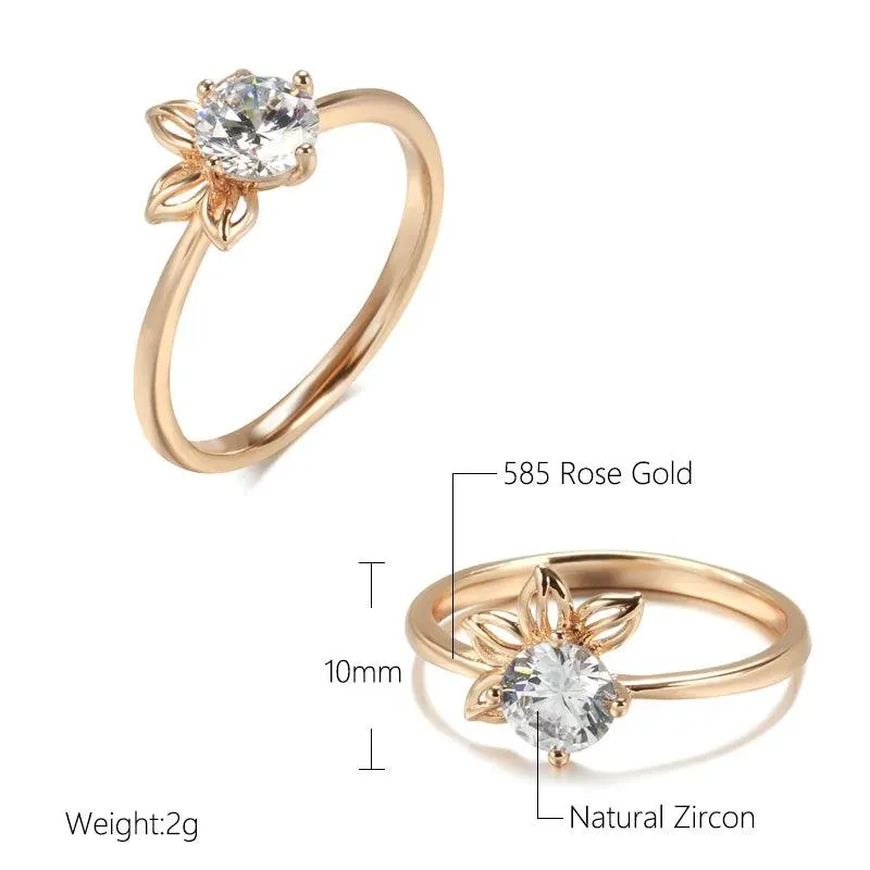 New Fashion Simple Rolled 14K Rose Gold With AAA Zircon Diamond Ring - Romantic Daily Fine Jewellery